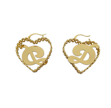Load image into Gallery viewer, Initial Heart Hoop Earring