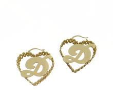 Load image into Gallery viewer, Initial Heart Hoop Earring

