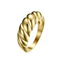 Load image into Gallery viewer, Textured ribbed ring in gold
