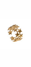 Load image into Gallery viewer, Gold ring with star designs on a white background
