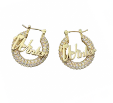 Load image into Gallery viewer, CZ custom mini hoop earrings
