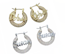 Load image into Gallery viewer, CZ custom mini hoop earrings
